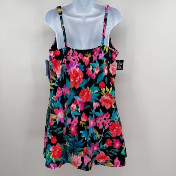 Swim Solutions Plus Floral V-Neck Swimdress Bust Support Tummy Control 18W NWT - Picture 4 of 14